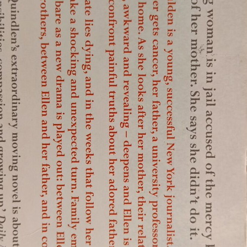 One True Thing novel by Anna Quindlen