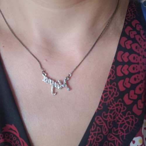 Necklace with the name Maria and colorful rhinestones on the M