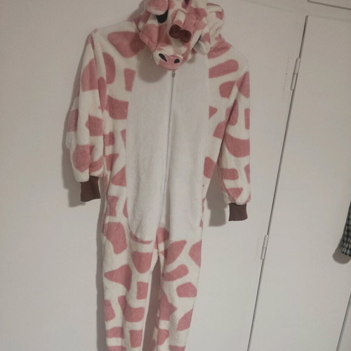 Onesie like new giraffe pattern, size 10 years, pink-white