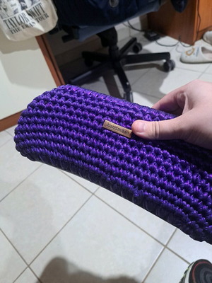 Handmade evening clutch metallic yarn, like new, purple