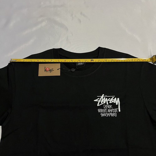 Stüssy Black T-Shirt with Dover Street Market Singapore Graphic, M