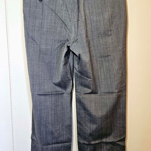 Men's grey suit pants with double pleats, size M