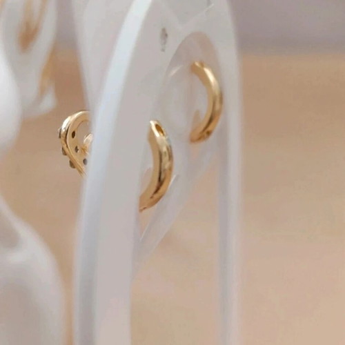 Earrings hoops with small diamonds new, gold color