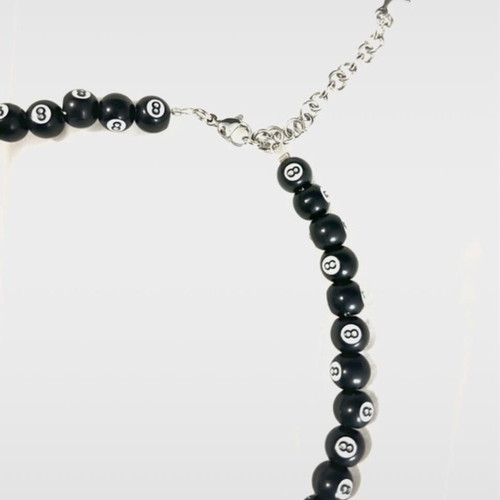 Handmade choker necklace with eight ball beads, new