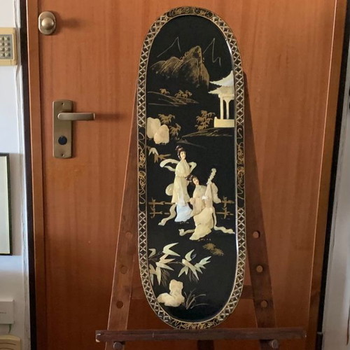 Chinese lacquer and mother of pearls panel used