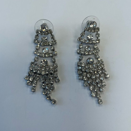 Statement baroque earrings with Swarovski crystals new, silver
