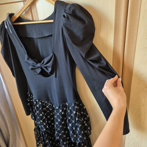Vintage dress ’80s with sequins and lace black L like new