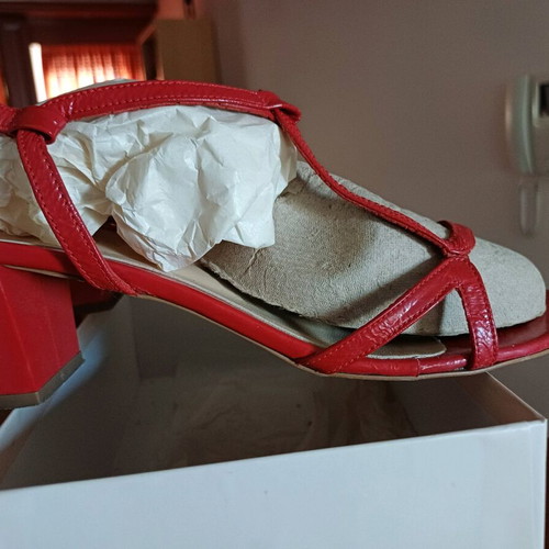Bournazos leather sandals in bright red, size 40