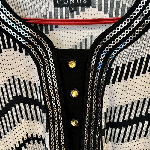 Vintage Conos geometric blouse with sequins like new, size XL