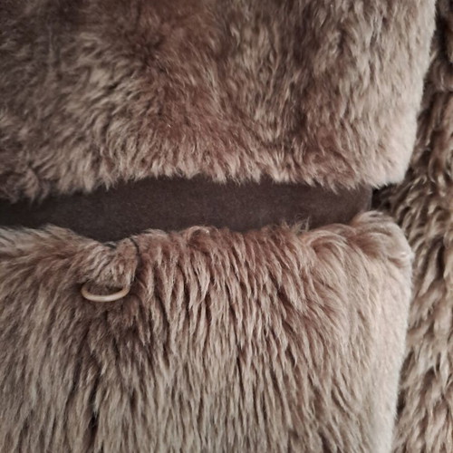 Fur coat with leather brown like new