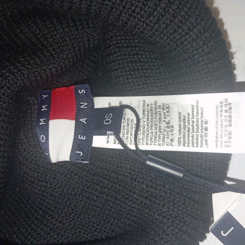 Tommy Jeans knit cotton hat new, black