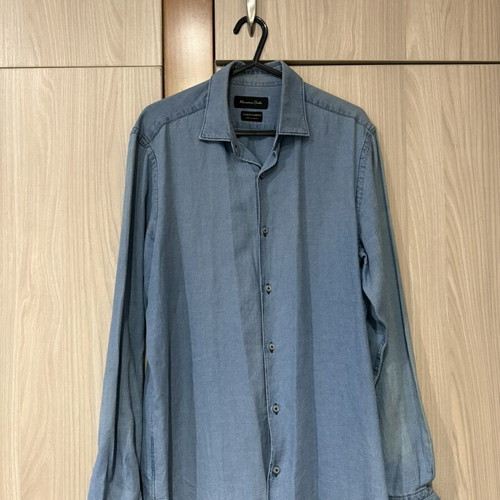 Massimo Dutti men's blue linen shirt small like new