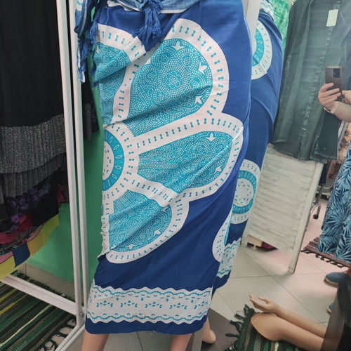 Rima Beachwear blue viscose pareo, summer pattern