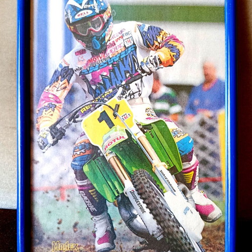 Motocross Blek Motorcycle Rider Poster Frame 25x31.5 cm new