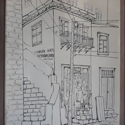 Τάσος Χατζής Υδρα 1968 σχέδια σε κάδρα 9, μεταχειρισμένο
