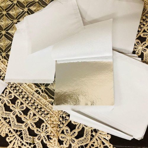 Edible silver leaf for food and desserts 60 pcs