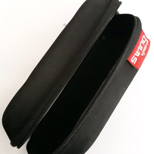 Swing glasses case like new, black, zipper, hard fabric exterior
