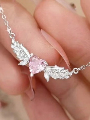 Surgical steel necklace like new, pink and gray