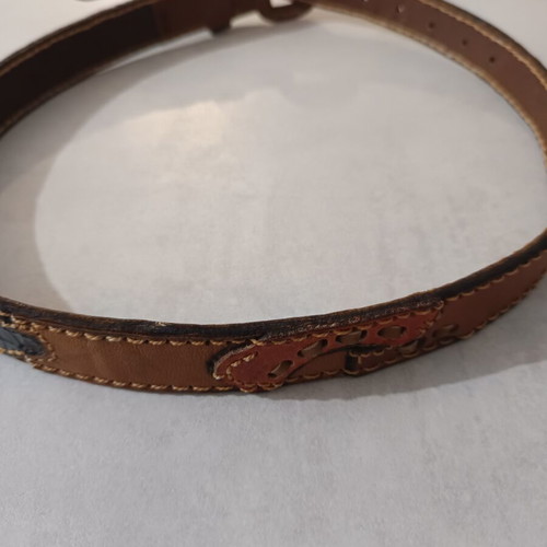 Women's belt 100cm used, brown with embossed details