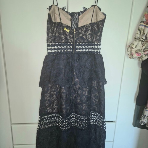 Lynne dress like new, blue, size 40 with lace and transparency