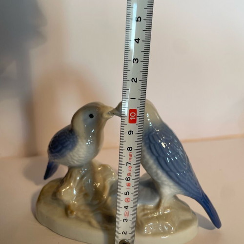 Porcelain figure two blue love birds like new, romantic decoration