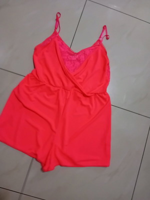 Women's one-piece shorts used, fluorescent orange, fits up to XL