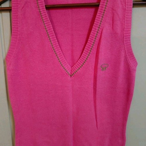 Knitted sleeveless vest spring fuchsia like new, cotton