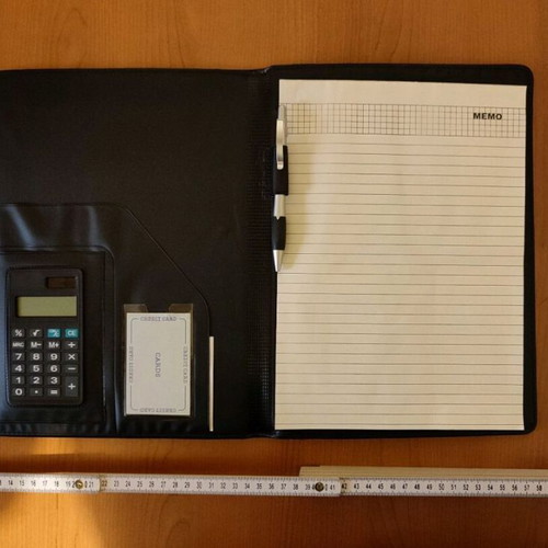 Premium leather folder with calculator and pen new