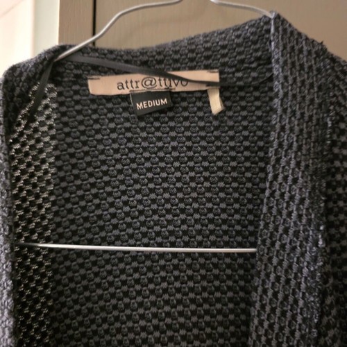 Attrattivo gray cardigan used, herringbone pattern, size L