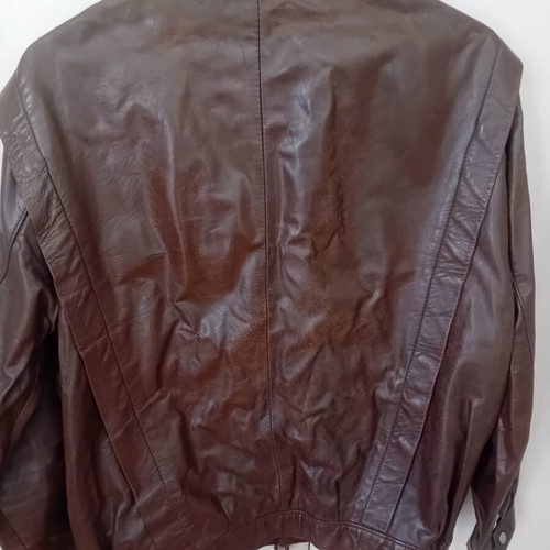 Leather jacket brown size large with metal buttons used