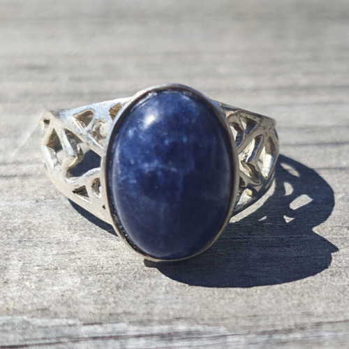 Silver ring with sapphire, new