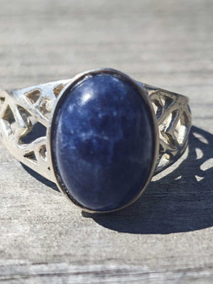 Silver ring with sapphire, new