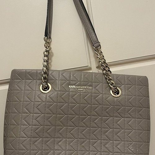 Karl Lagerfeld leather handbag beige-grey