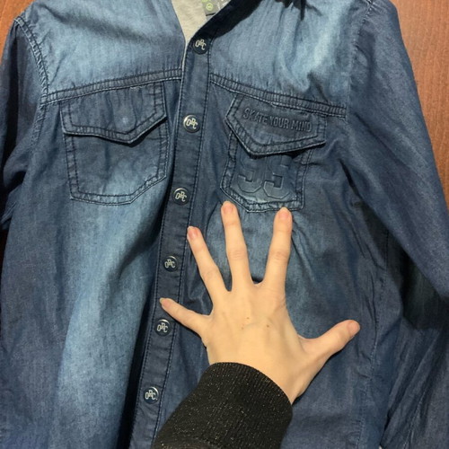 Denim shirt with detachable hood Orchestra like new, blue