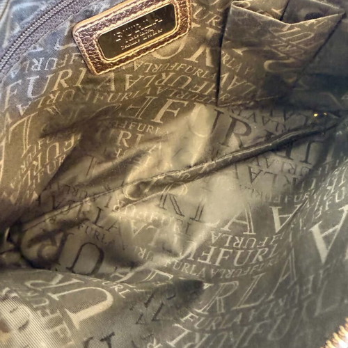 Furla leather shoulder bag like new, gold and silver