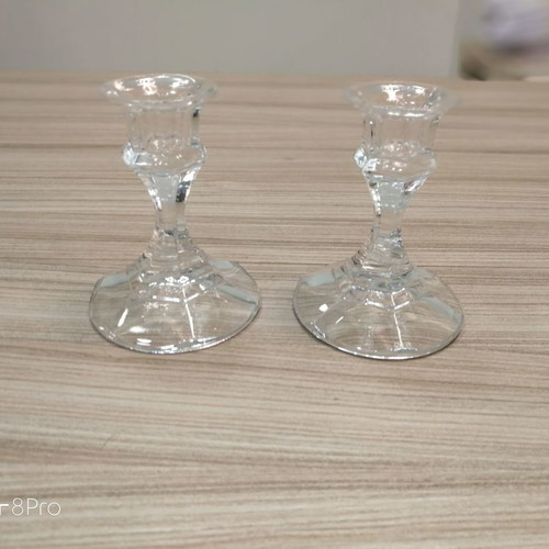 Glass candle holder used set of 2 pieces