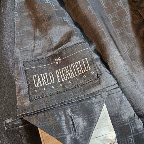 Carlo Pignatelli men's jacket black shiny striped size L like new