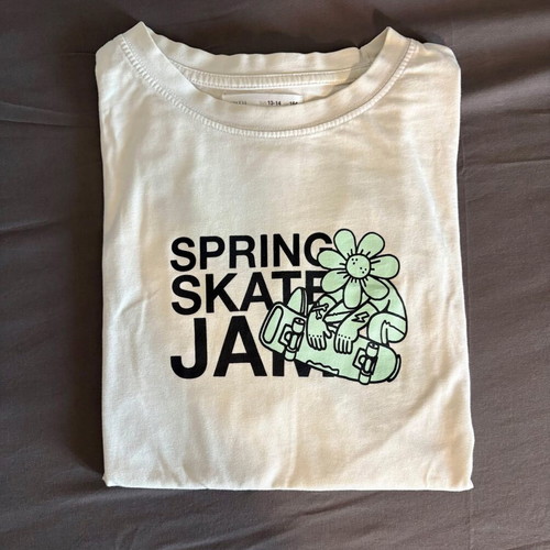Zara kids' t-shirt used, white and green, age 14