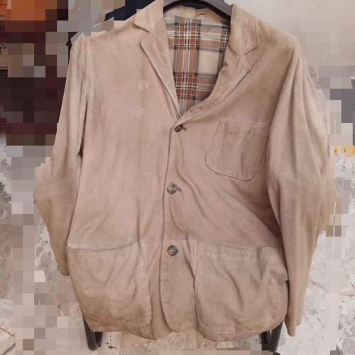 Men's suede jacket used, size 46, beige, Italian style