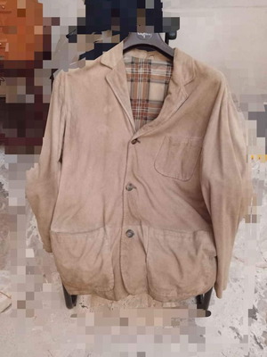 Men's suede jacket used, size 46, beige, Italian style