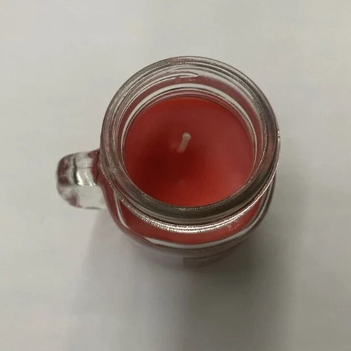 Scented candle with strawberry aroma new in glass jar with lid