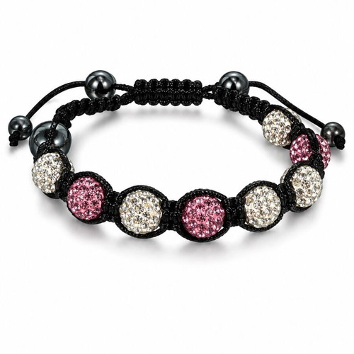 Handmade Shamballa Bracelet with Crystal and Hematite, New