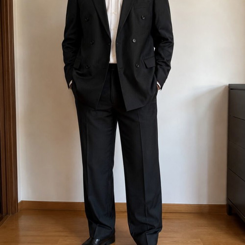 Portobello's men's suit size 54 used, black with subtle stripes