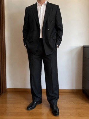 Portobello's men's suit size 54 used, black with subtle stripes
