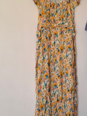 Women's maxi dress romantic new, multicolor with belt