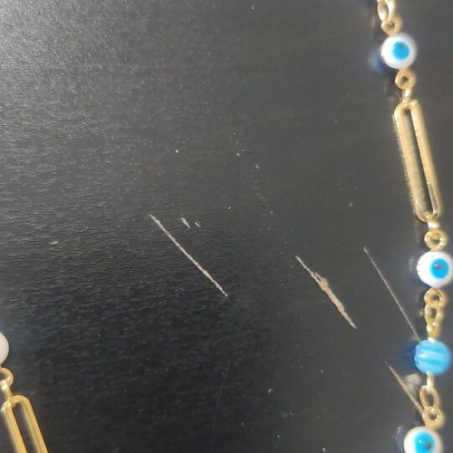 Steel necklace new, blue and gold color