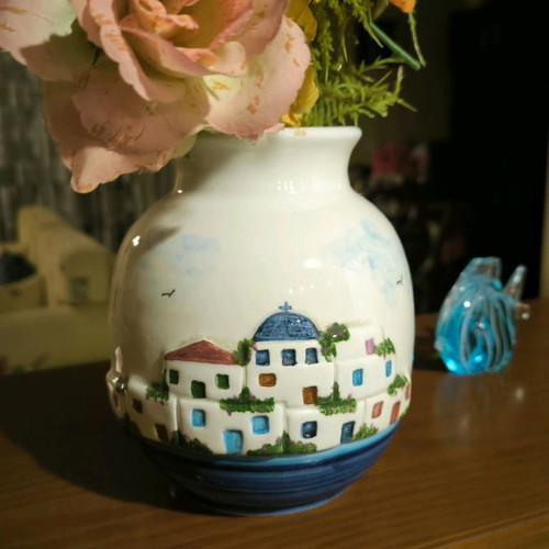 Handmade clay vase from Kefalonia with wear