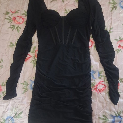 Mini dress with corset and ruched details, like new, black, size XS