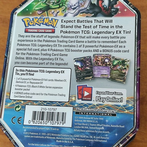Pokemon tins like new from black & white set Mewtwo and Darkrai
