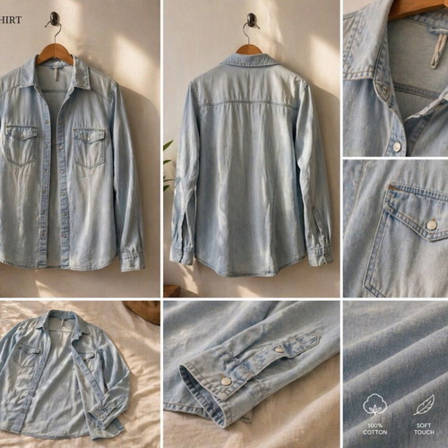 Stradivarius women's denim shirt like new, blue, size S